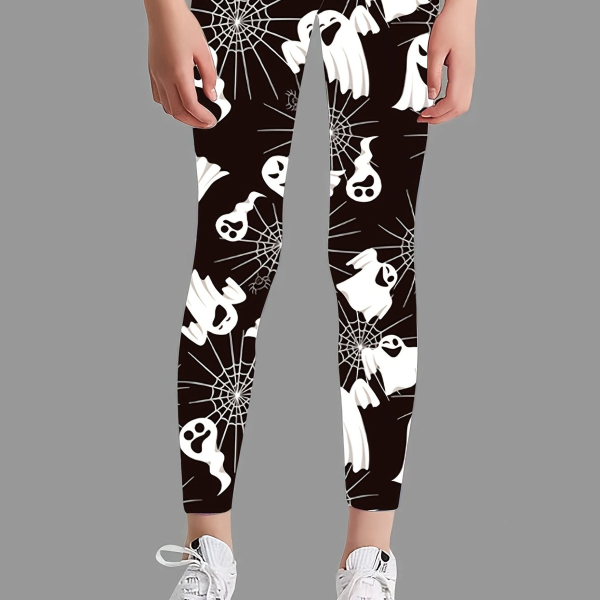 Girl's Skull Full Print Tight Leggings for Halloween