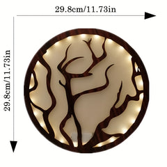 Resin Green Plant Creative Lamp Retro Wooden Sign Hanging Wall Sticker