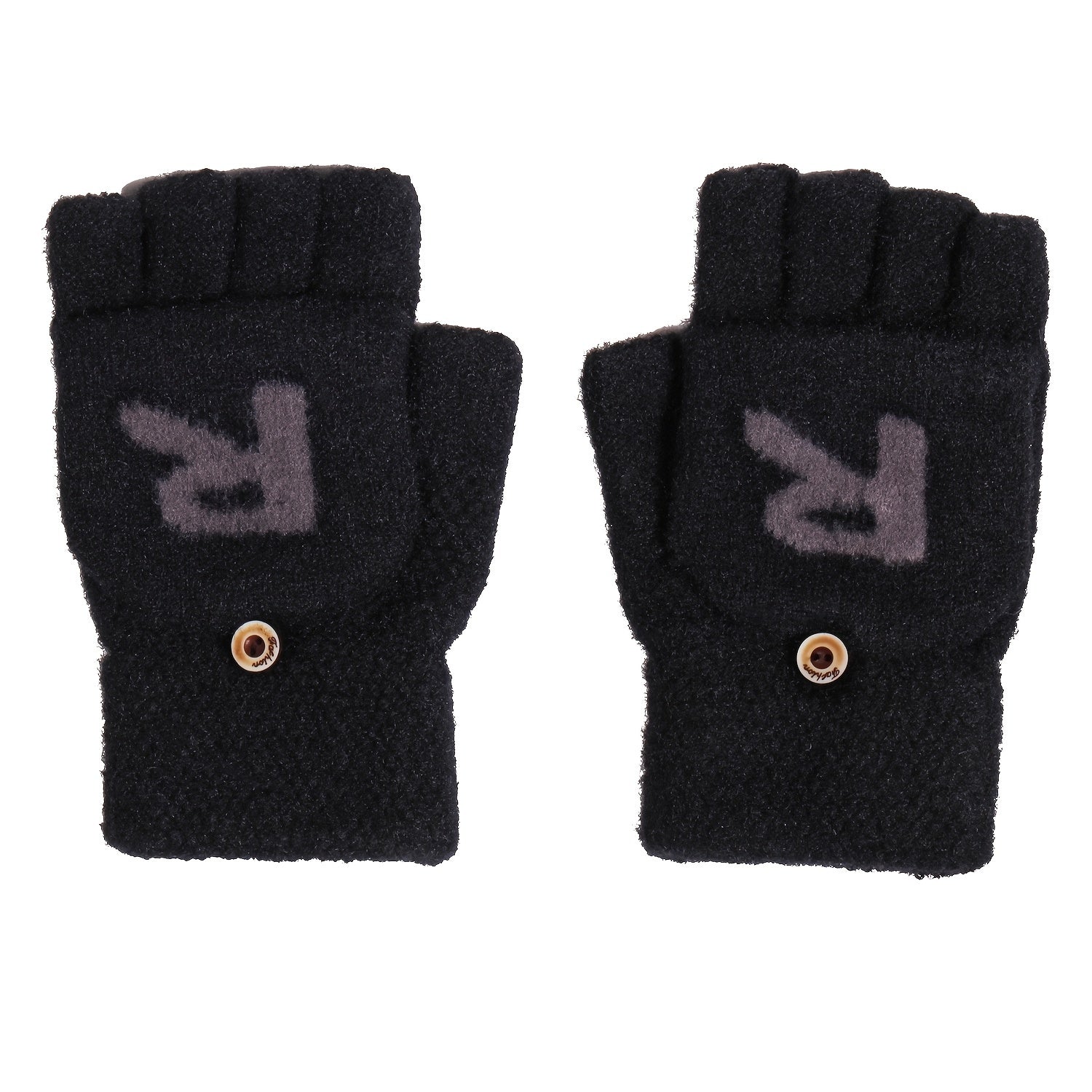 Men's Winter R Letter Knitted Fleece Gloves