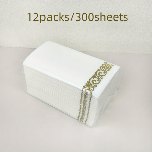 12pc Disposable Guest Towels Soft Absorbent Linen Feel Paper Hand Towel