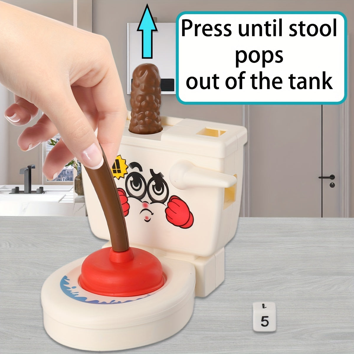 Toilet Flying Poop Game Plunger & Colorful Poop Figures 2-4 Players ABS