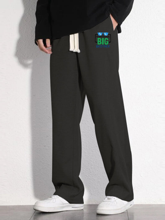 Men's Letter Print Mopping Pants Casual Loose Fit Eyeglasses Pattern Joggers