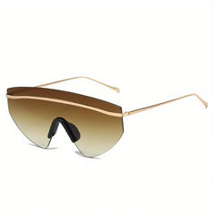 Y2K Rimless Sunglasses Gradient Lens Metal Temple Glasses