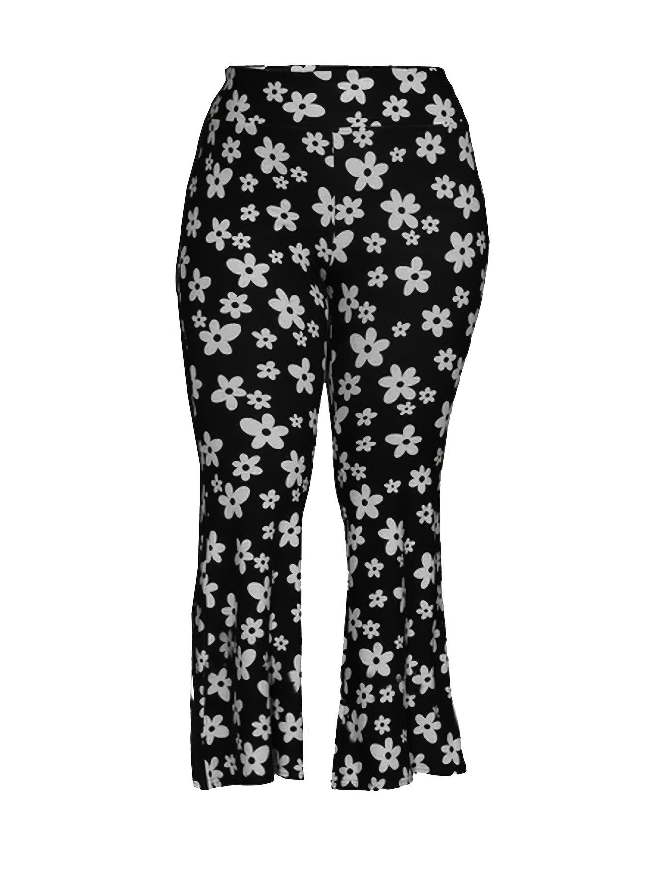 Women's Plus Floral Print High Rise Flared Leg Pants