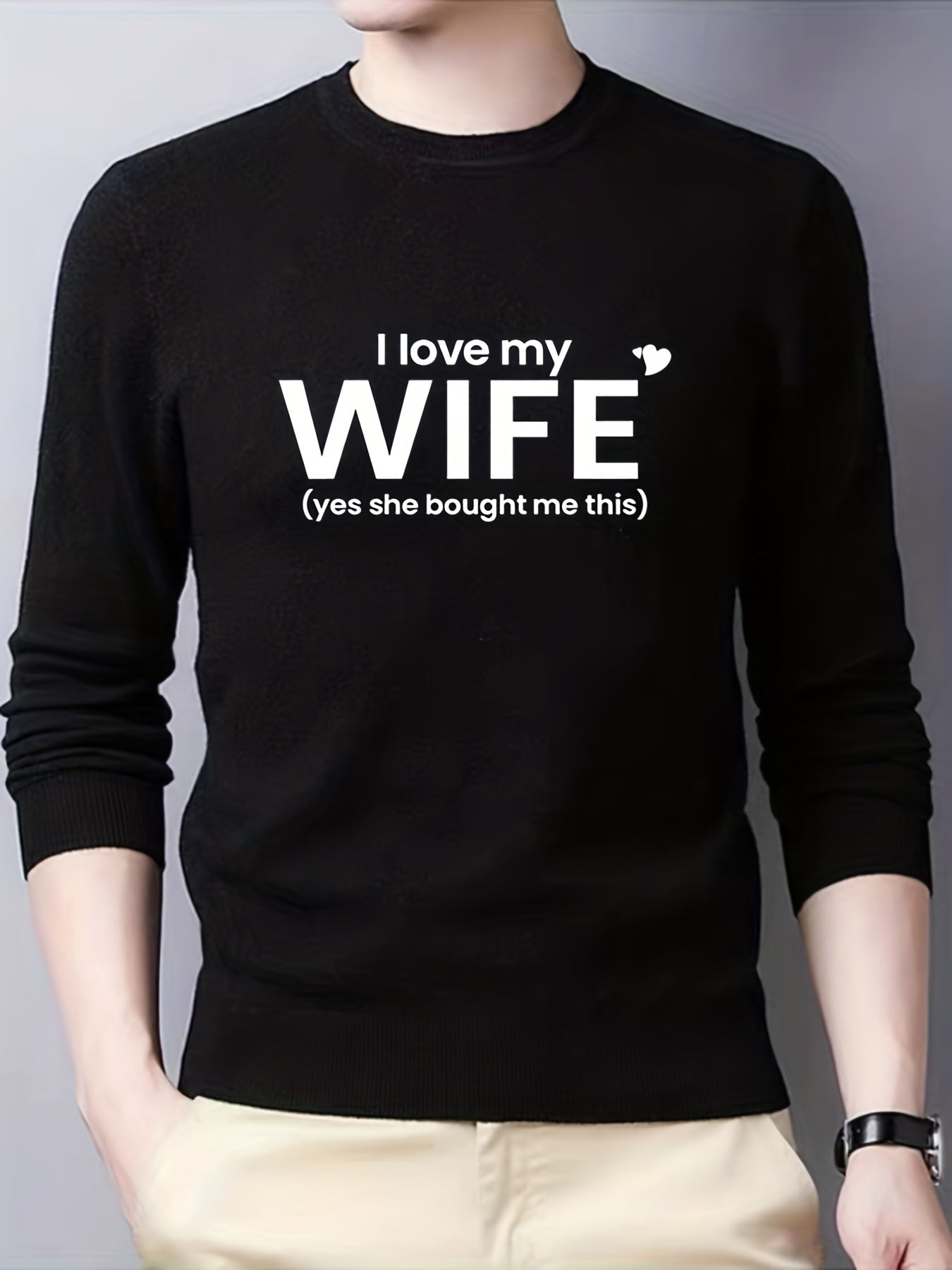 Funny I Love My Wife Pattern Men's Sweater