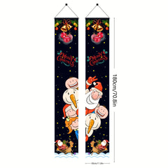 Christmas Porch Couplet Sign Banner Santa Hangs Decorations
