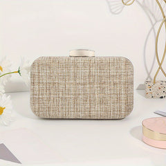 Elegant Plaid Kiss Lock Chain Clutch Evening Bag
