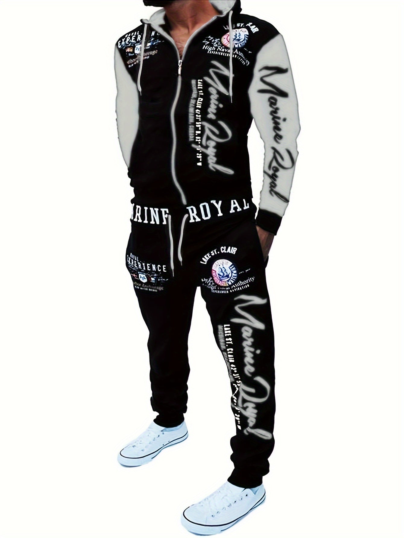 Men's Hiphop Letter Print Tracksuit Set