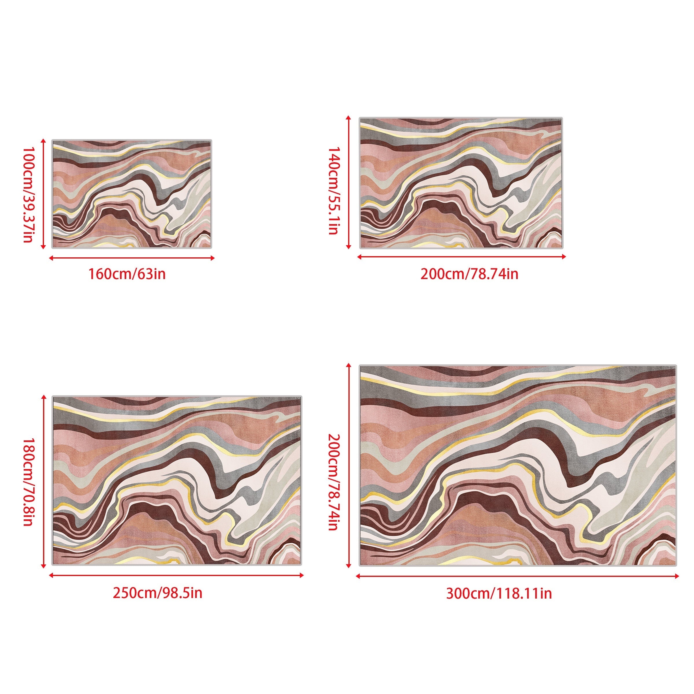 Striped Wave Area Rug Soft Faux Sheepskin Floor Mat for Living Room Bedroom