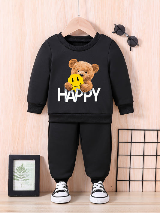 Happy Smile Bear Baby Sweatshirt Trousers Set