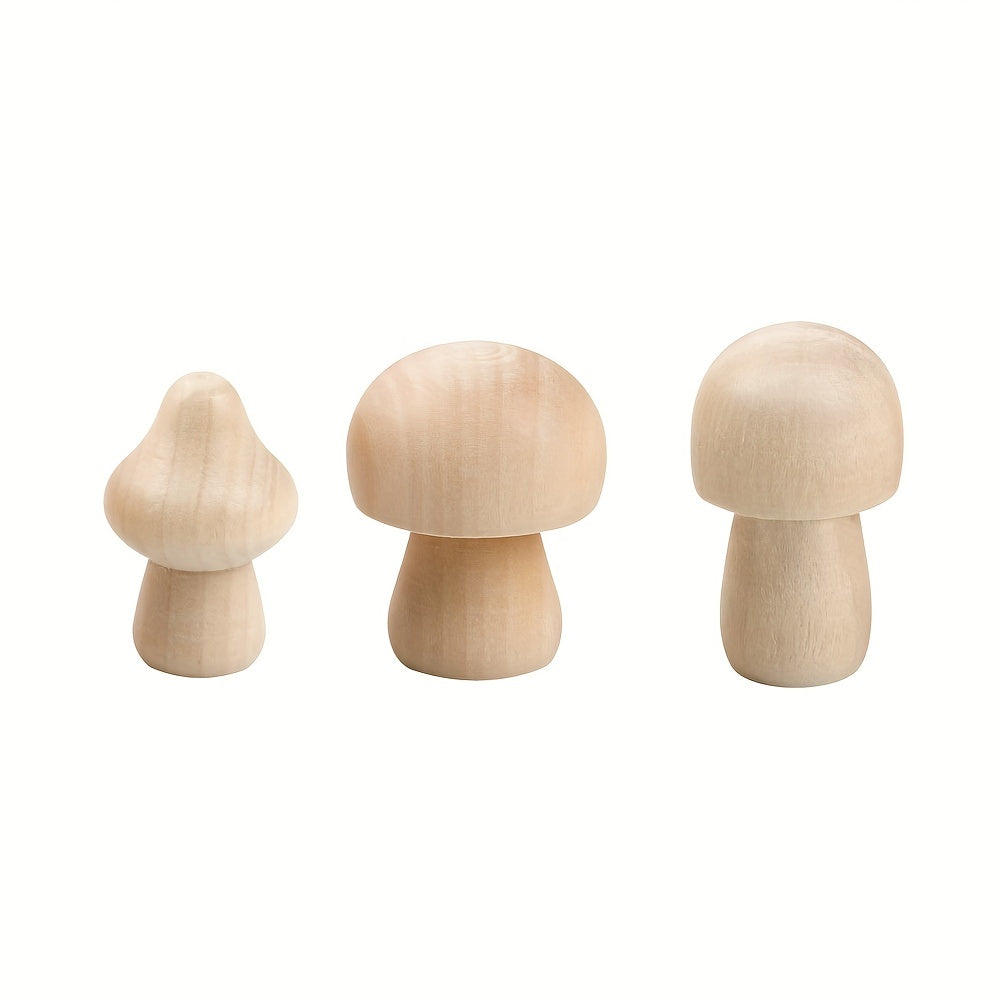 6pcs Kids' Painted Wooden Mushroom Ornaments DIY Educational Doodle Wood