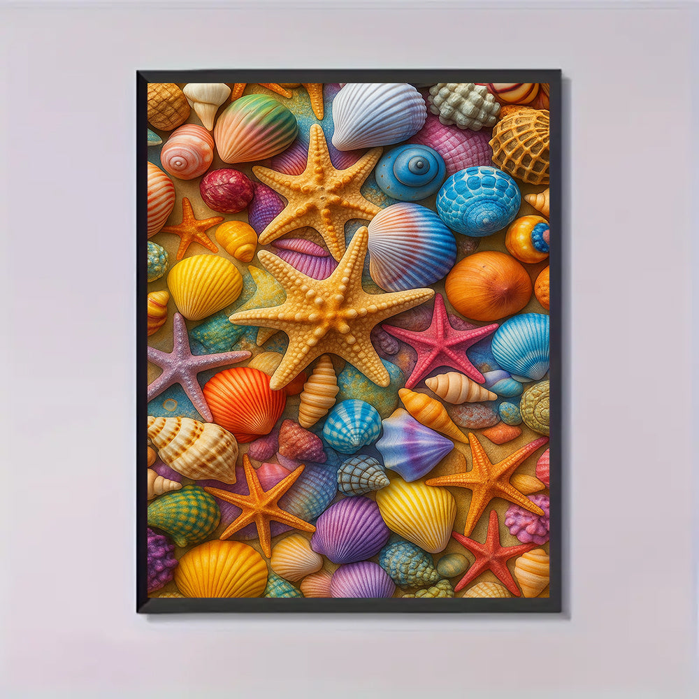 Vibrant Seashell Themed 5D Diamond Art Kit for Adults