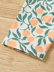Girls Cotton Orange Print Elastic Waist Shorts Set