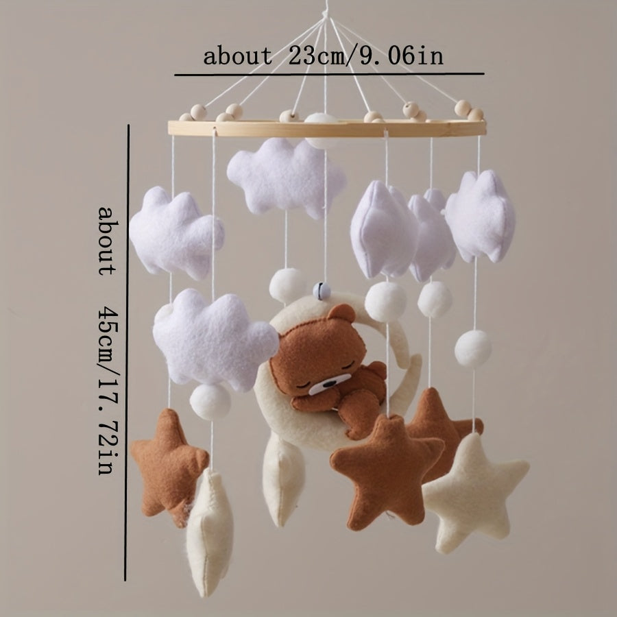 Baby Sheep & Star & Moon Bed Bell Brown Bear Theme Crib Mobile