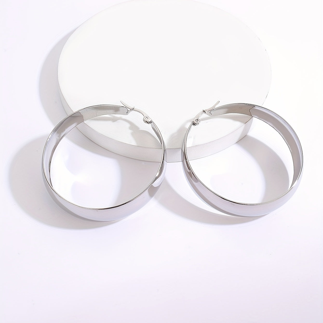 Chunky Hoop Earrings Minimalist Style Stainless Steel 18K Plated