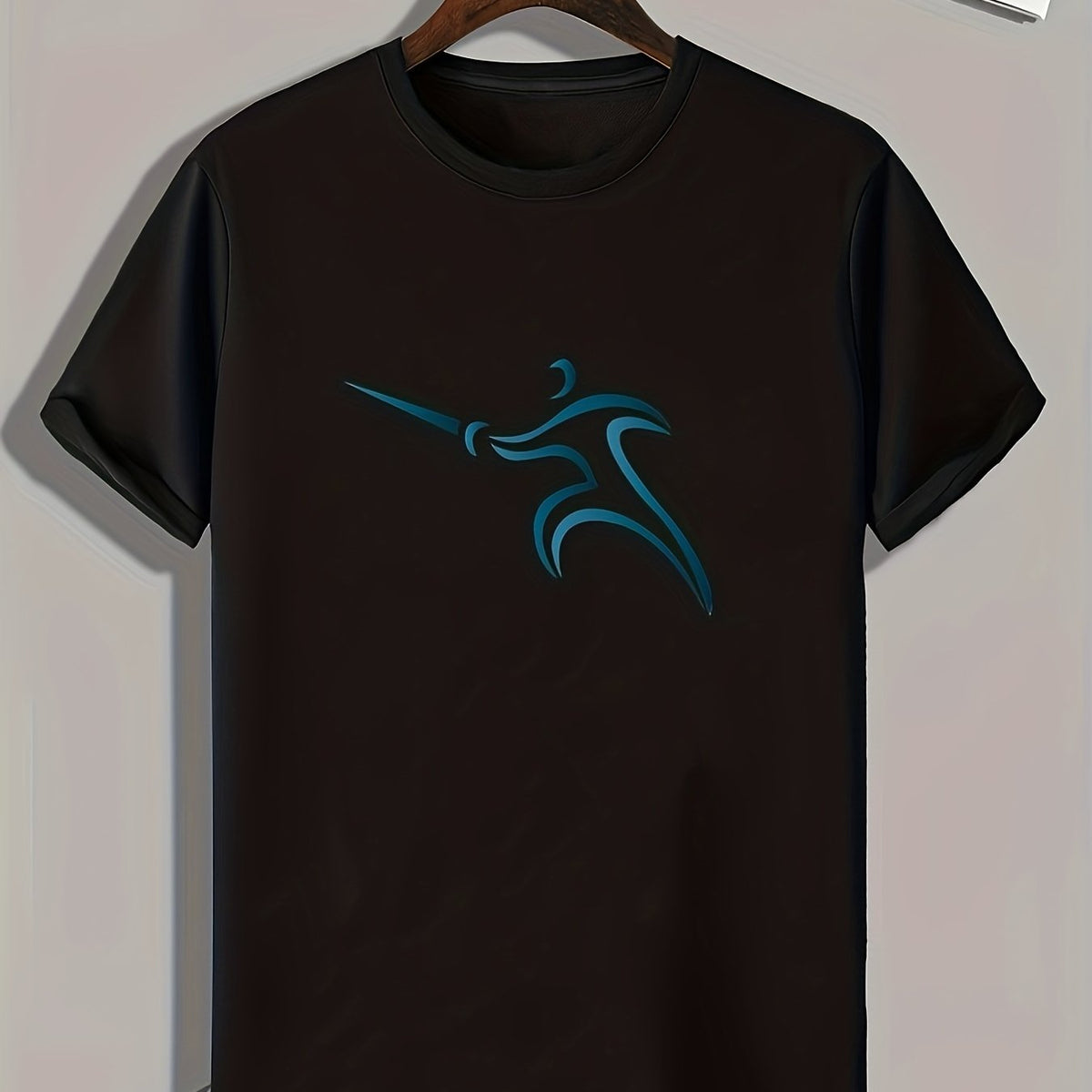 Fencer Print Men's Comfy Tshirt Active Stretch Tee For Summer