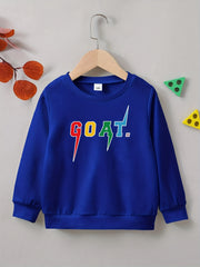 Stylish GOAT Letter Print Boys Casual Pullover Sweatshirt