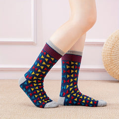 3 Pairs Geometric Pattern Socks Women's Mid Tube Stockings