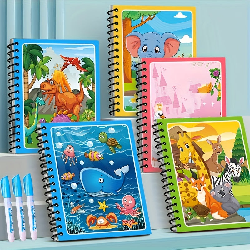 12pcs Magic Water Coloring Books with Water Pens Educational Dood