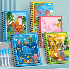 12pcs Magic Water Coloring Books with Water Pens Educational Dood