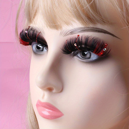Sequin False Eyelashes Rhinestone Decorative Lashes For Party Stage Makeup