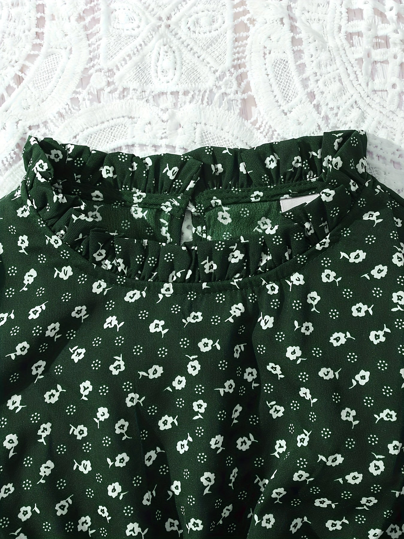 Big Girls Floral Polka Dot Casual Dress Frill Collar Short Sleejson