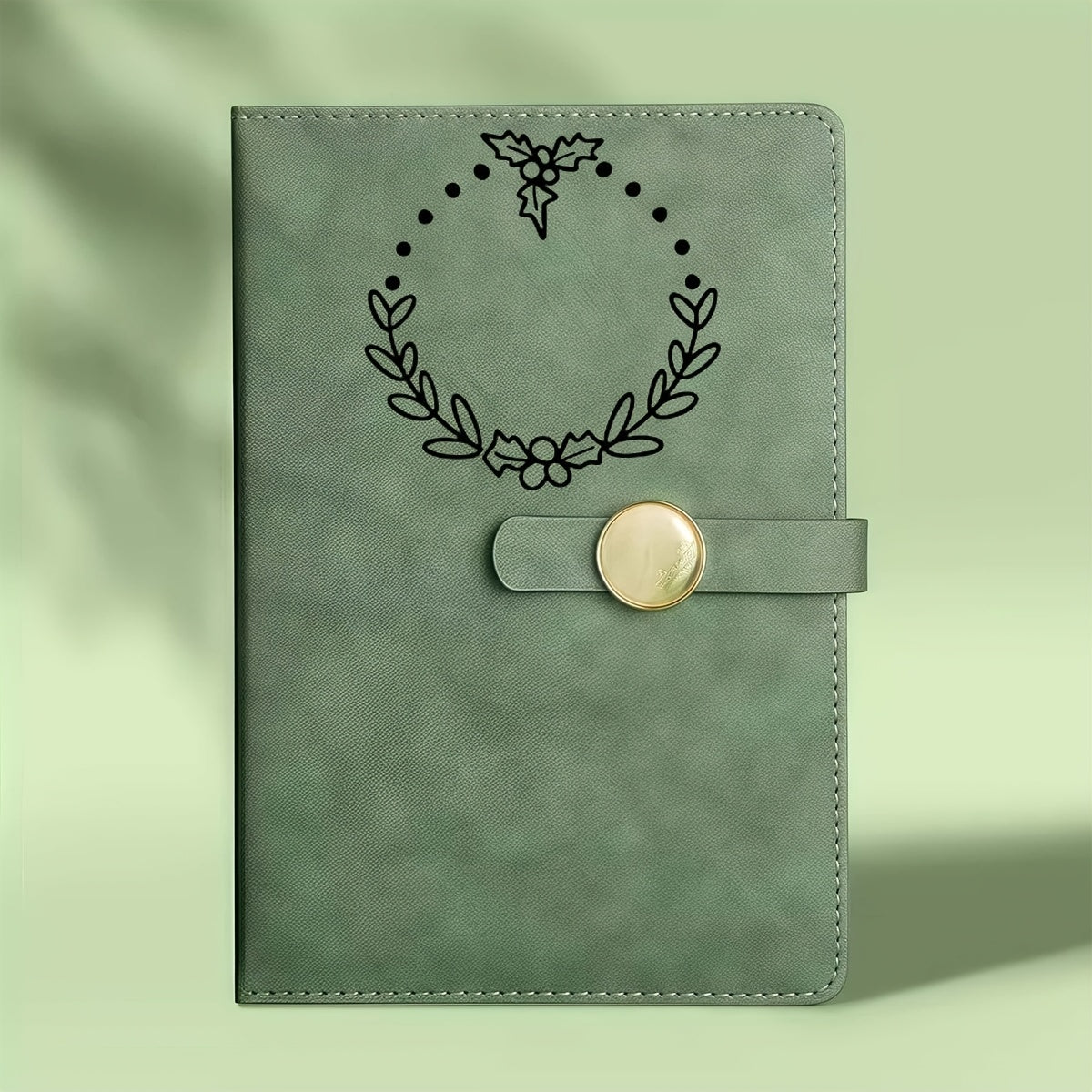 Red Green Faux Leather A5 Notebook Set Floral Pattern