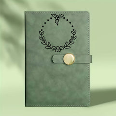Red Green Faux Leather A5 Notebook Set Floral Pattern