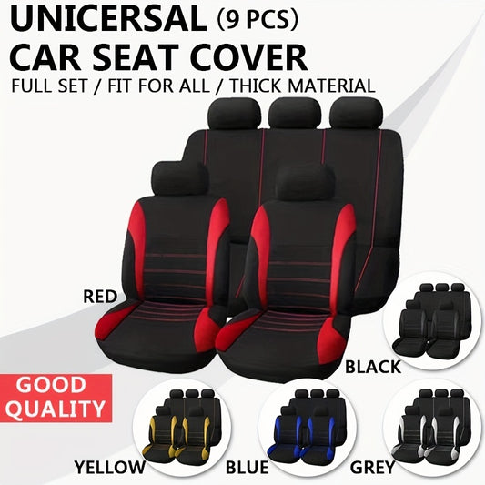Universal Car Seat Cover Set 9pcs Front Back Headrest Cover