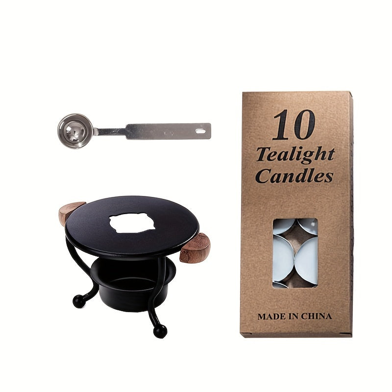 Wax Seal Stove Set With Spoon & 10 Waxes for Sealing Cards