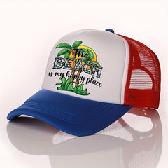 Men's Multicolor Palm Tree Print Peaked Cap