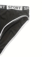 5 Pack Plus Size Sporty Panties Set Women's Plus Ribbed Briefs