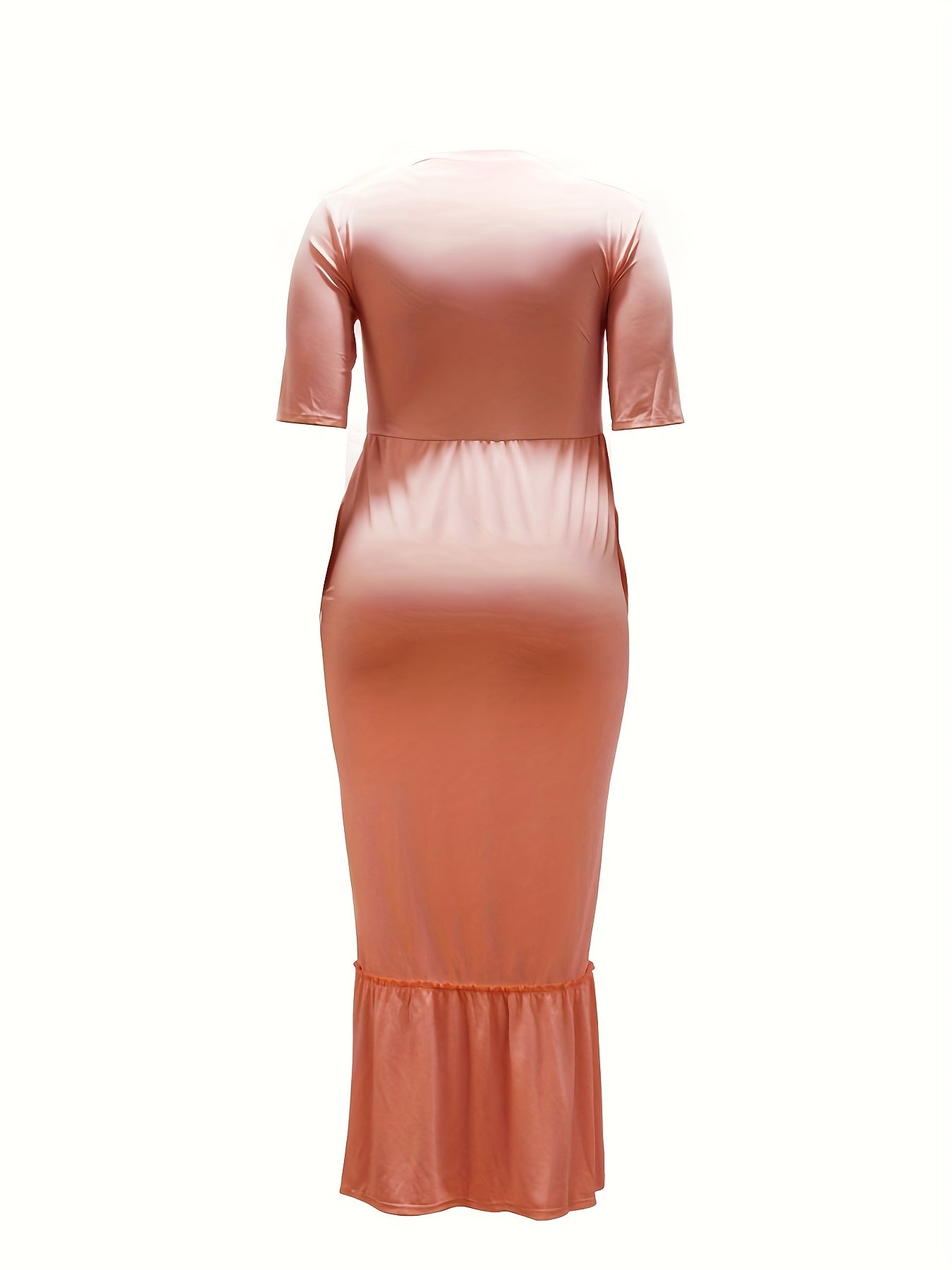  Solid Short Sleeve Maxi Dress