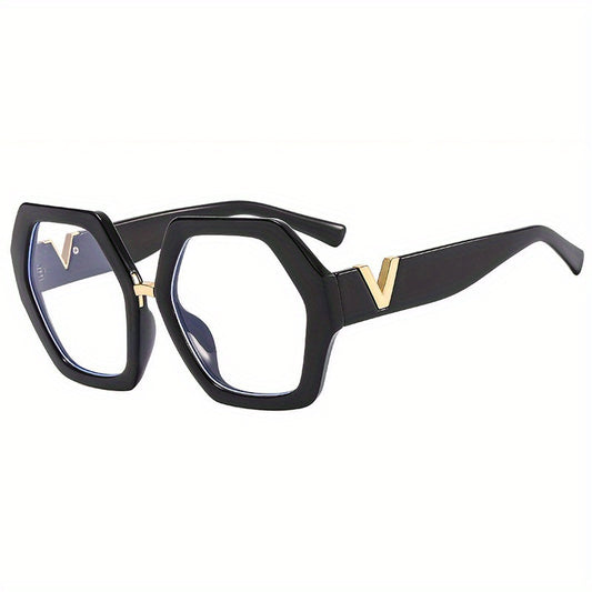 Polygon Clear Lens Light Blocking Glasses for Women Men