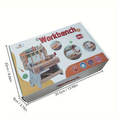 Wooden Kids Tool Set Portable Tool Bench Fun Pretend Play Set