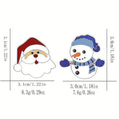 2pcs Christmas Brooch Snowman Santa Claus Bracelet Bag Accessory Holiday Men