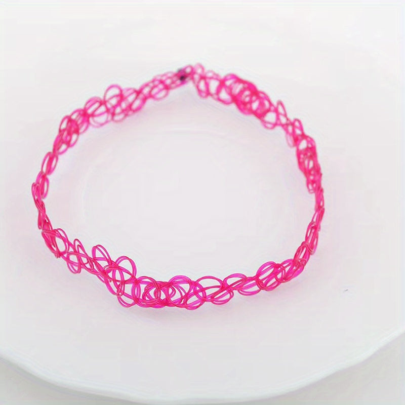 Colorful Rice Beads Elastic Necklace Choker Personality Neck Chain