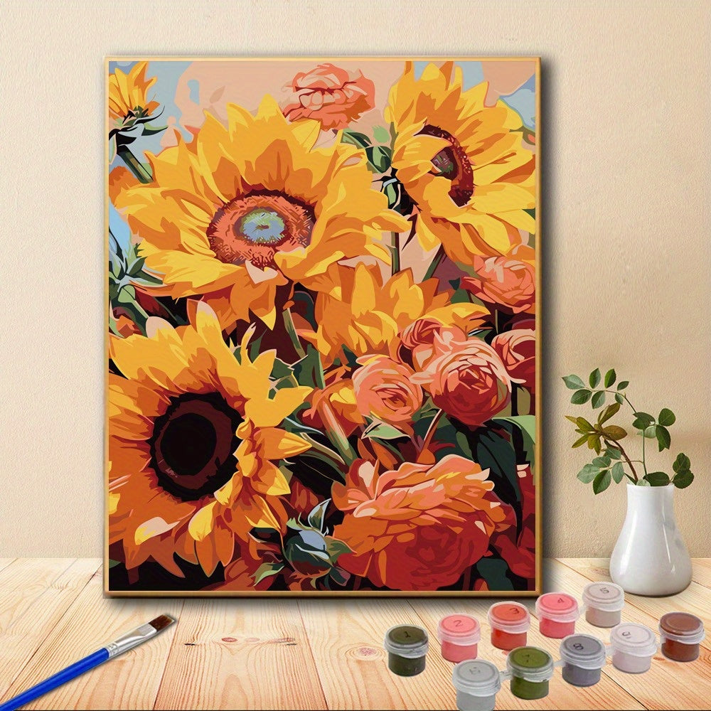 Sunflower Paint by Numbers Kit 40x50 Canvas DIY Craft for Beginners Gift