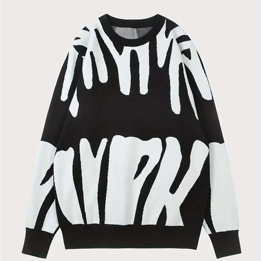 Men's Geometric Cable Sweater High Stretch Pullover