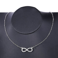 Infinity Shape Pendant Chain Necklace Rhinestones Alloy Neck Chain