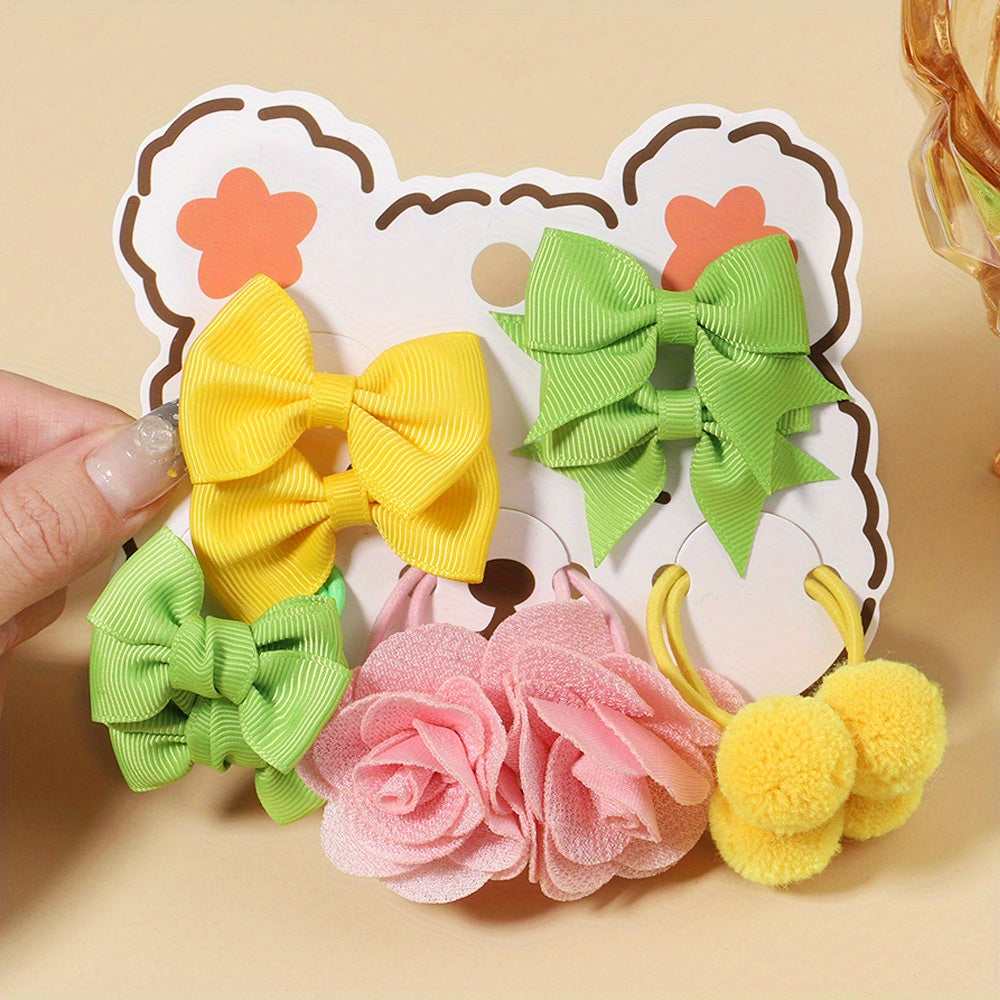 10pcs Bow Flowers Hair Tie Ponytail Holders Hair Accessories Sets for Baby Girls