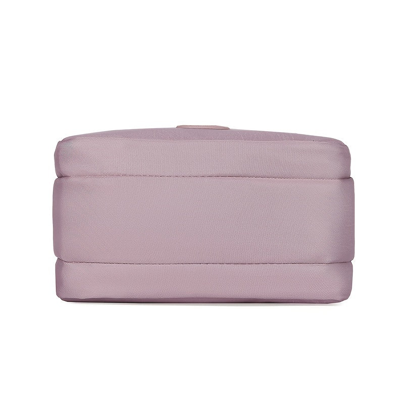 Letter Patch Decor Nylon Shoulder Bag With Pockets