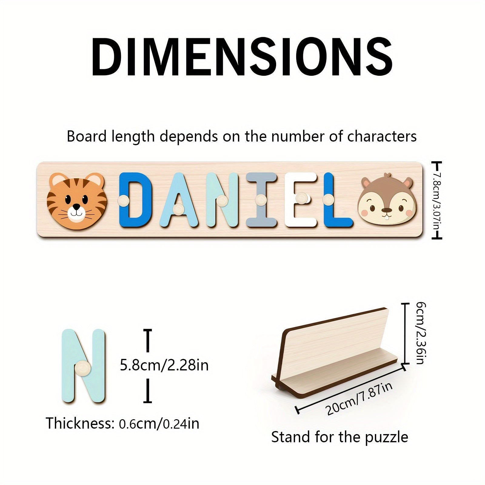 Personalized Name Puzzle with Handle Custom Wooden Letter