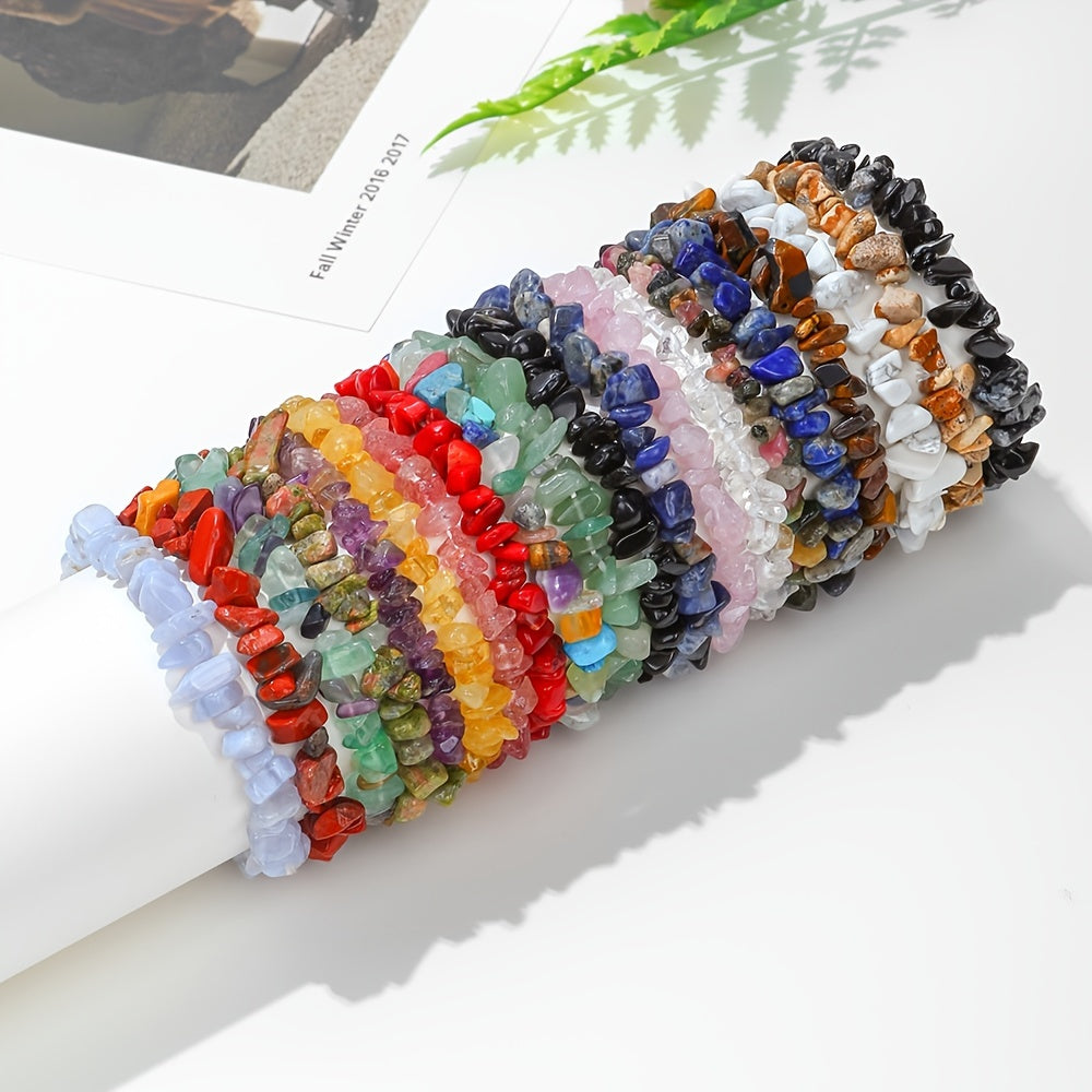 Natural Stone Crystal Gravel Bracelet Citrine Hand String Elastic Bracelet