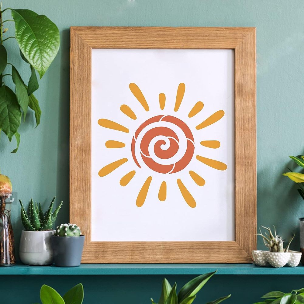 Plastic Reusable Stencil Template: Square Sun Pattern Scrapbook