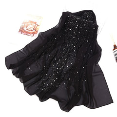 Wrinkles Chiffon Head Scarf Solid Bubble Wrap Shawl