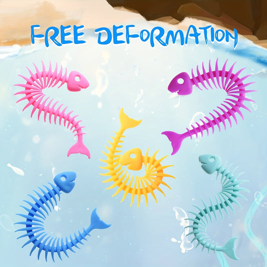 10pcs Fishbone Stretchy String Sensory Toys Anxiety Squeeze Toys For Adults