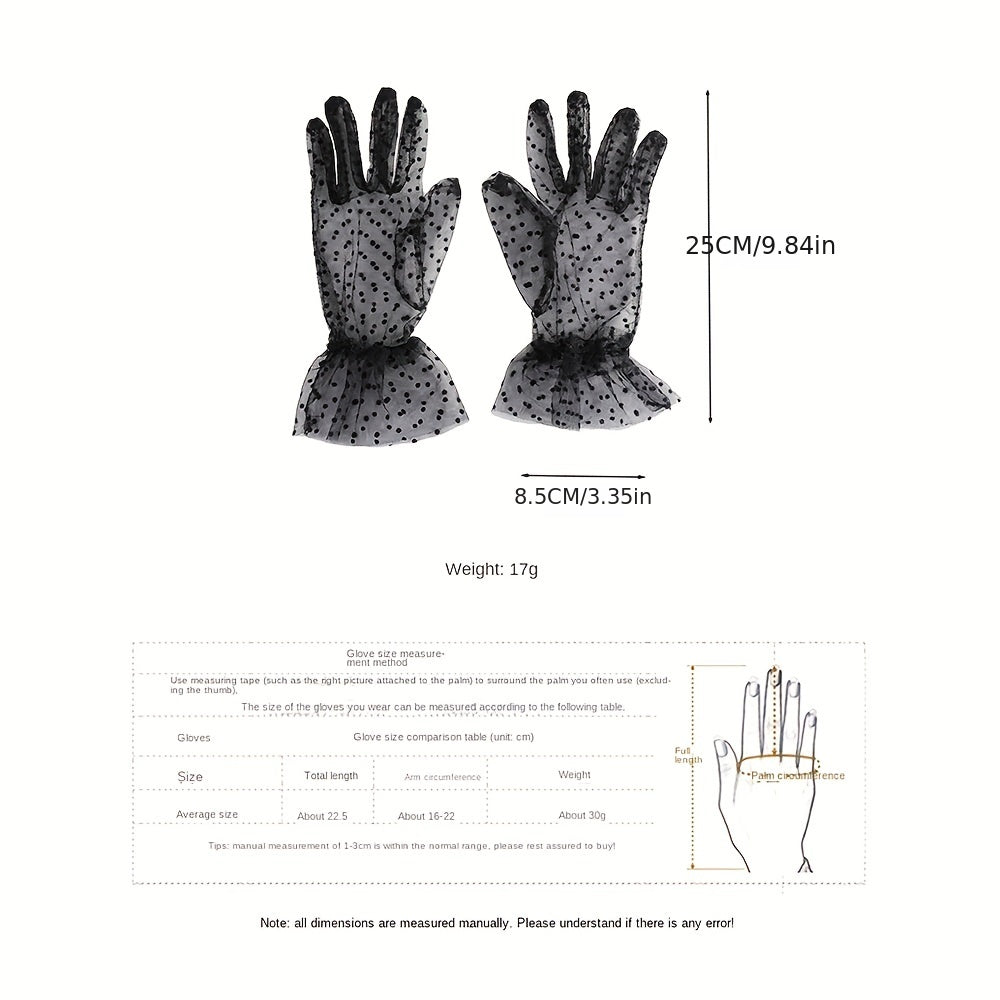 Polka Dot Lace Gloves Women Breathable Cycling Gloves Wedding Bridal