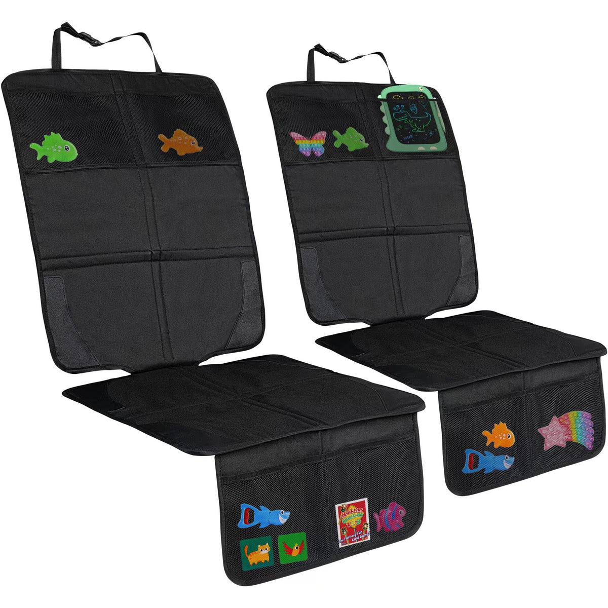 2 Pack Large Car Seat Protectors for Kids with Storage Bag