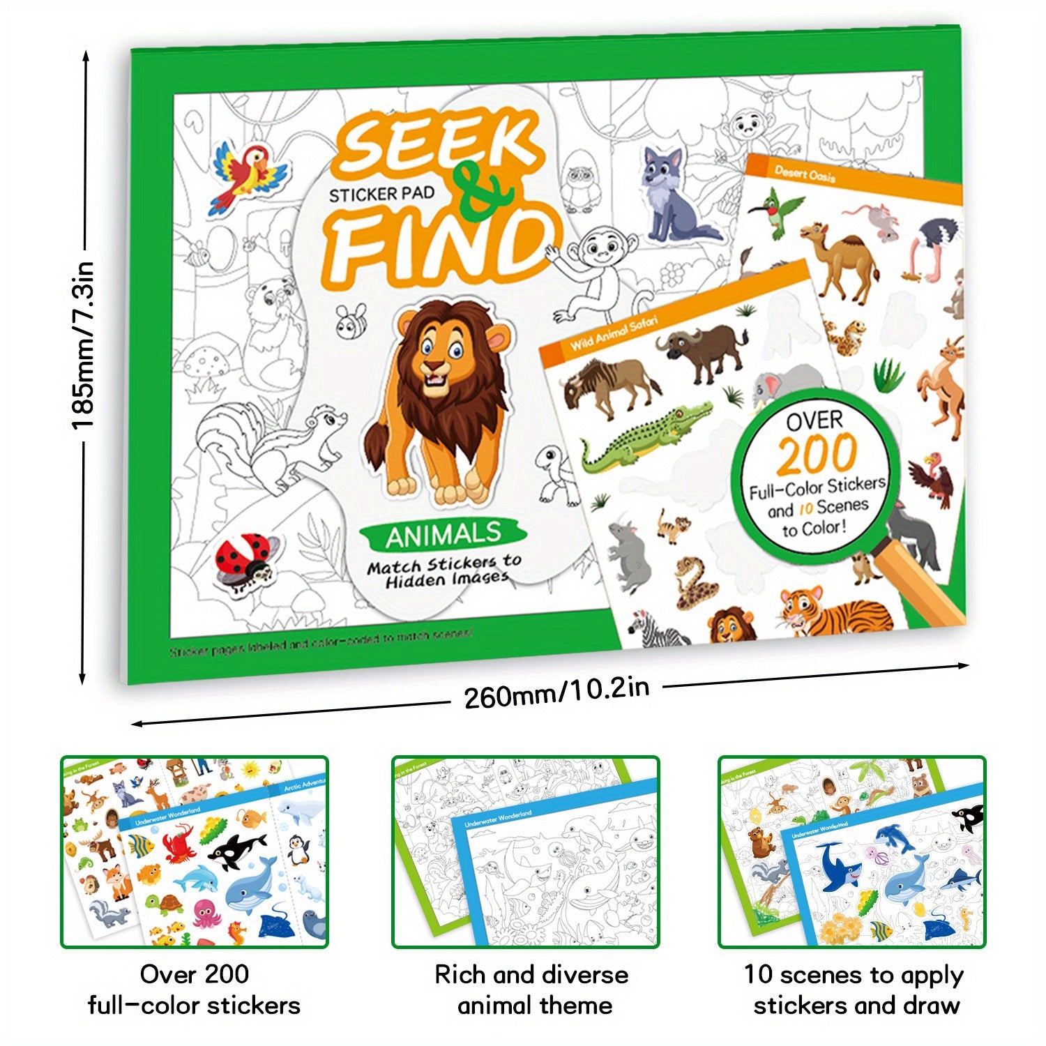 Animal Sticker Adventure Book - 10 Mysterious Scenes